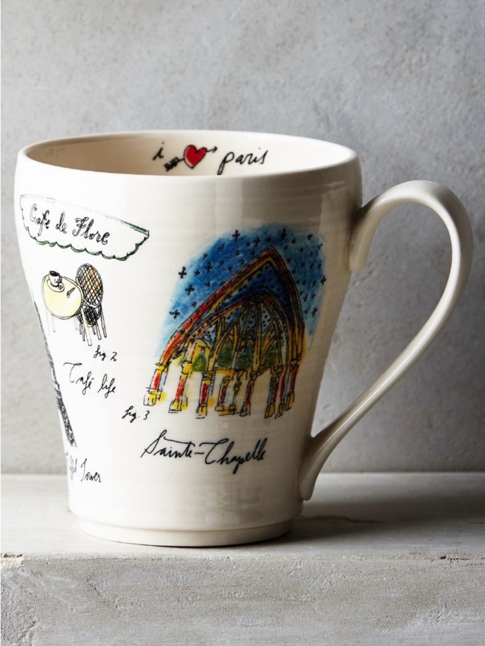 RARE “I love Paris” City Vignette Anthropologie Linea Carta Mug